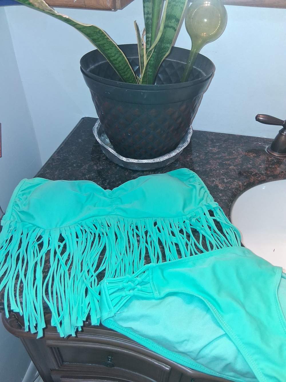 Apollo Brand Fringe Bikini Set - Aqua
